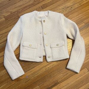 Abercrombie & Fitch Cream Textured Blazer with Gold Buttons